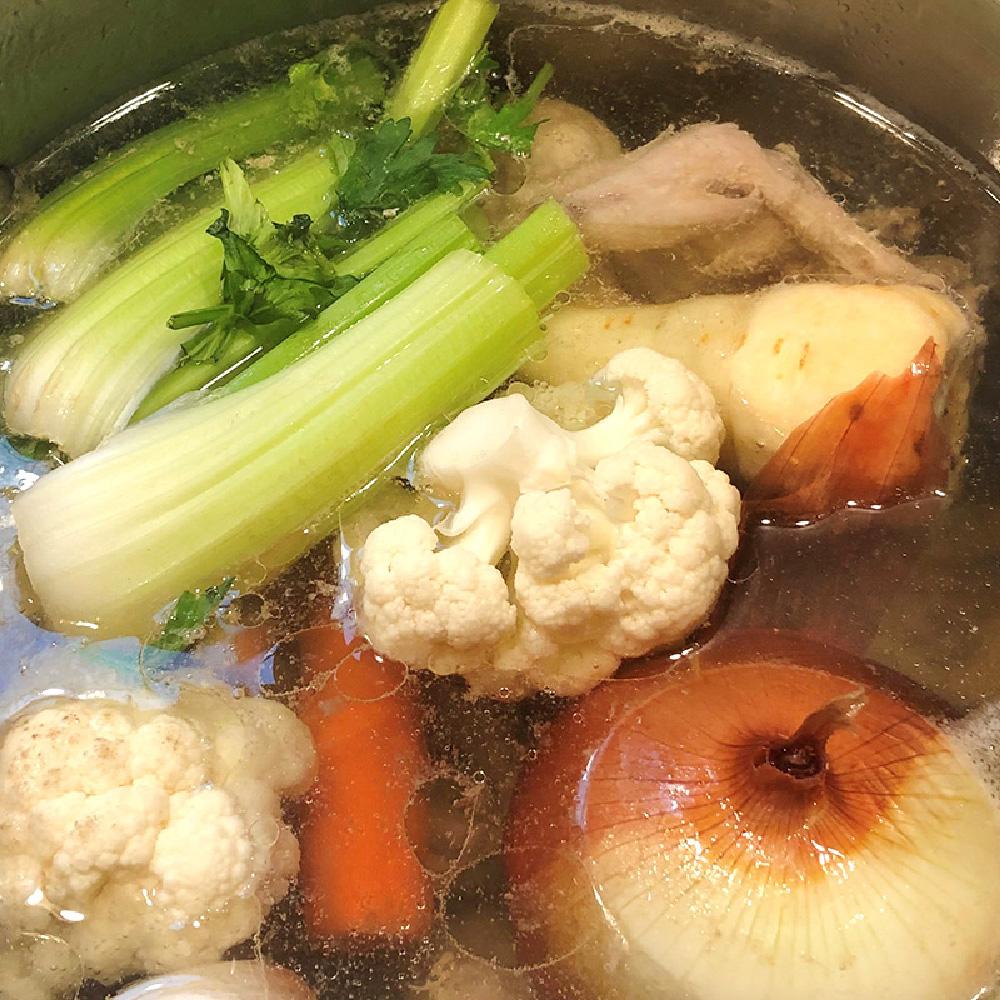 Quail Soup with Root Vegetables & Cauliflower